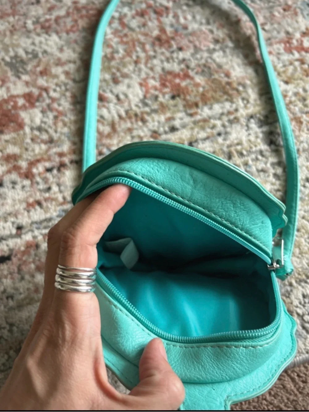 Kids Teal Cupcake Crossbody Bag with Pink Glitter